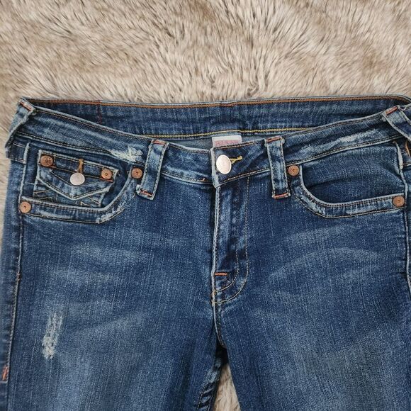 True Religion Bridget Stone & Tint Low Rise Flare Leg Jeans‎ Y2K Size 30 - Picture 3 of 11